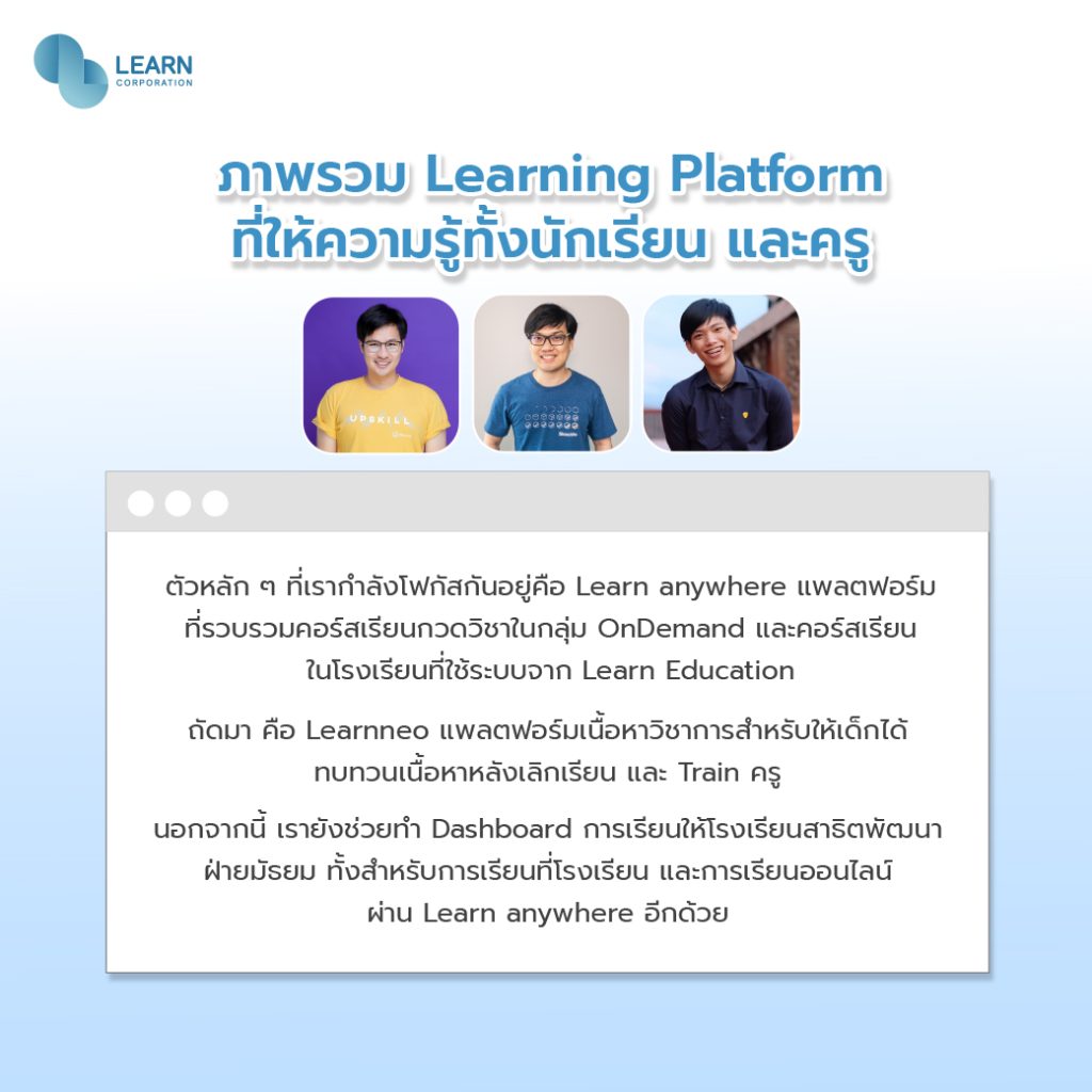 เปิดใจทีม Dev ผู้อยู่เบื้องหลัง Learning Platform จาก Learn Corporation - LEARN Corporation เปิดใจทีม Dev ผู้อยู่เบื้องหลัง Learning Platform จาก Learn Corporation - Learn Corporation